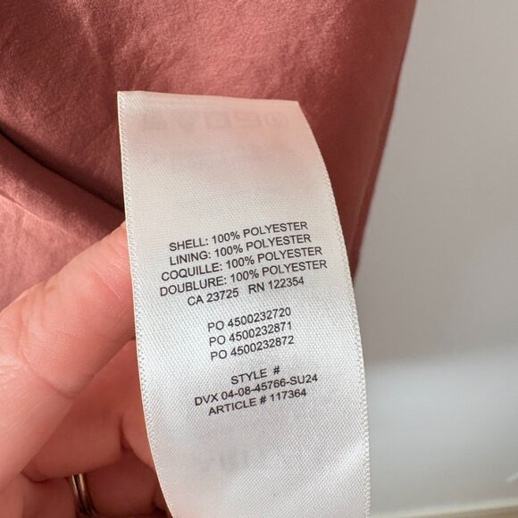 Aritzia Wilfred Botanical Satin Ruffle Dress Mocha Sorbet Medium - Picture 8 of 9